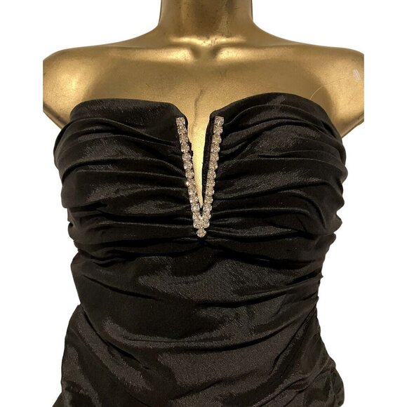 Y2K Adrianna Papell Strapless Mini Dress 6 Ruched Bodycon Formal Capsule NYE - Picture 2 of 8